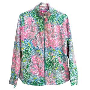 Lilly Pulitzer Leona Full Zip Jacket Front Pockets Cotton Blend Women's Small